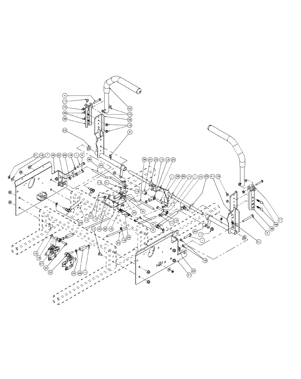 Control Assembly Diagram and Parts List for M72-KW 53AI8CTZ750-37HP-OHV Cub Cadet Lawn Tractor